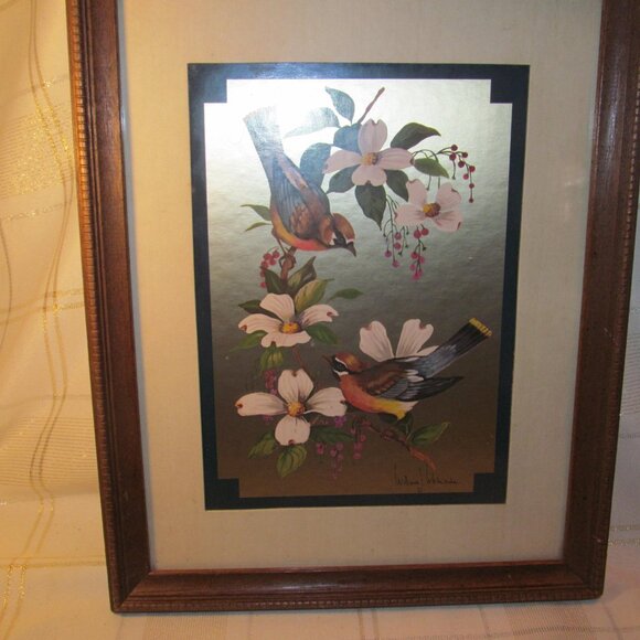 FOIL BIRD PICTURE VINTAGE  PICTURE BY WILLIAM J. WHITESIDE.- BEAUTIFUL.  GREAT! - Picture 6 of 16